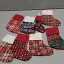 JEKOSEN 9'' Set of 8 Mini Christmas Stocking Ornament Glitter Plaid Snowflake Print Candy Gift Bag Holders for Kids, Xmas Tree, Home, Garden, Family Fireplace Decorations