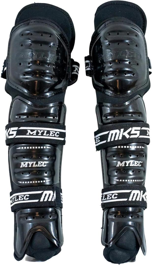 MyLec MK5 Street/DEK Shin Pad, Lightweight & Durable Hockey Accessories, 360 Velcro Straps, Hard Front Shells, Breathable Material, Metatarsal Padding Ice Hockey Shin Guards, Foam Rubber (13", Black)
