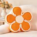 Soft Flower Shaped Floor Cushion, Plush Pillow for Sofa Couch Bed (13.7 Inch, Orange)