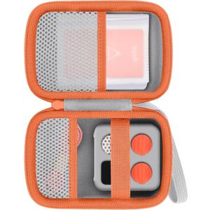 Storage Case Compatible with Yoto Mini (2024 Edition) Kids Screen-Free Bluetooth Audio Player,Transparent Card Bag can hold up to 36 cards(Gray Case,Orange Zipper)