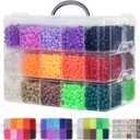 LIS HEGENSA 30 Color 12800PCS+ Kandi Pony Beads Bulk,Bead for Necklace Jewelry Making Hair Braiding Keychain Bracelets Making Kits,Pet Art Beads for Crafts Braids Girls