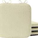 puredown Chair Cushions for Dining Chairs, Set of 4 Memory Foam Seat Cushions with Non-Slip Backing & Ties, 16" x 16" x 1.5", Comfortable & Supportive Dining Chair Pads for Kitchen, Light Khaki