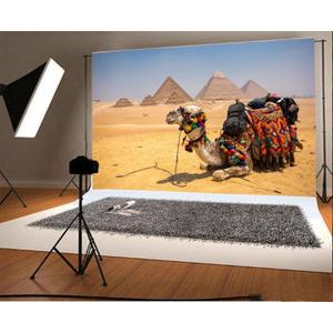 Laeacco 7x5FT Egyptian Pyramids Backdrop Egypt Desert Photography Background Egyptian Anicent Architecture Camel with Luggage Nature Scenery Wallpaper Kids Adults Portrait Photo Studio Shooting Props