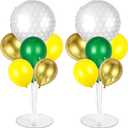 Golf Party Balloons Stand Kit 2 Sets With 2 White Golf Balls Foil Balloons Centerpieces for Tables Sports Party Dark Green Yellow Gold Balloon for Baby Shower Golfing Sports Theme Birthday Decorations, 2 Count