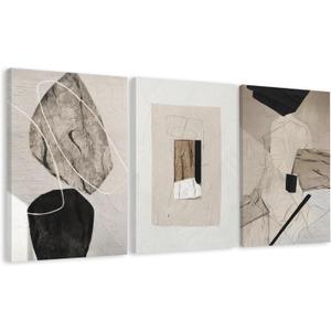 EJPFOGV Triptych Neutral Abstract Wrapped Canvas Wall Art 16x24 inches x3