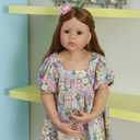 Pinky Reborn 39inch98cm Reborn Toddler Dolls,Huge Baby Full Body Hard Vinyl Realistic Brown Hair Standing Girl Beautiful Dress Model Collectible Toddler Baby Girl for Age3+