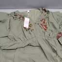 Olive Green Boho chiffon dress w/ floral accents, Green, Small