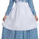 Women Adult Colonial Prairie Costume,Floral Pioneer Dress with Apron and Bonnet, S