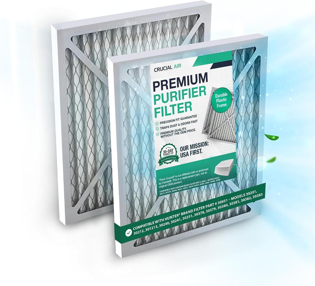 Purifier 2 Filters Compatible with Hunter Brand Filter Part # 30931 Models 30201, 30212, 301213, 30240, 30241, 30251, 30378, 30379, 30380, 30381, 30382, 30383 (2 Pack)