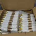 BESTVIP 700PCS Gold Plastic Dinnerware Set for 100 Guests, Disposable Plates for Party, Include: 200 Plastic Plates, 100 Pre Rolled Napkins with Gold Silverware, 100 Cups for Christmas, Halloween