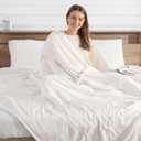 Full Size Heated Blanket 72''X84'' Electric Blanket - Soft Silky Plush Heating Blanket with 5 Heating Levels & 10 Hours Auto Off, ETL Certified & Machine Washable for Grandma Gifts(Cream White)