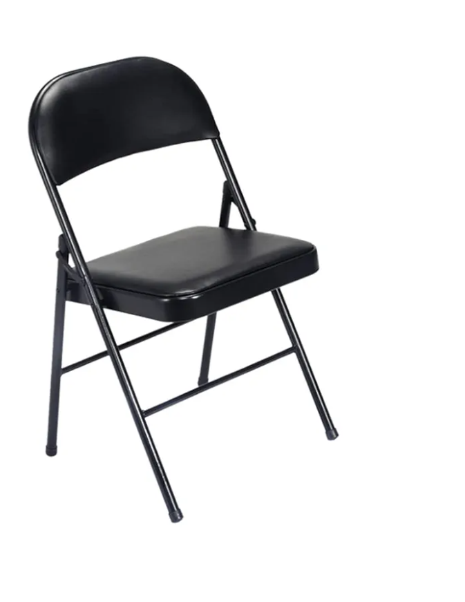 Karl home Black Folding Chairs with Padded Seats for Outdoor & Indoor, Portable Stackable Commercial Seat with Steel Frame for Events Office Wedding Party, 330lbs Capacity