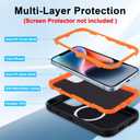 Defender for iPhone 14 Case with Belt Clip Holster, [Compatible with MagSafe] Heavy Duty Rugged Shockproof Anti-Drop Full Body Protective Case for iPhone 14 6.1 Inch (Black+Orange)