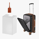 22×14×9 Airline Approved Carry On Expandable Luggage with Front Open Pocket, Spinner Wheels, ABS+PC Hardshell Small 20inch Suitcase with Protective Cover and Luggage Tag, Black