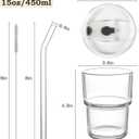 15oz Iced Coffee Cups with Lids Reusable,4Pcs Glass Matcha Cups,Glass Cups with Lids and Straws,Clear Glass Coffee Tumbler for Drinking Water,Tea,Juice