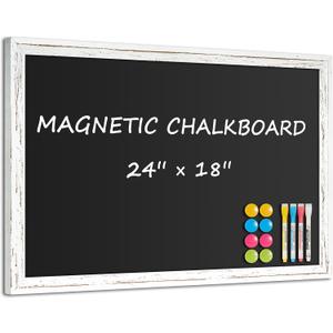 Rustic Wood Framed Chalkboard, 24" x 18" Wall-Mounted Blackboard for Kitchen, Restaurant Menu, Office & Home Décor