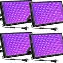 200W LED Black Lights for Glow Party - Waygor IP65 Waterproof UV Blacklight Floodlight 395nm Black Light Spotlight Purple Black light Flood Light Fluorescent UV Light Lamp for Halloween Decor (4 Pack)