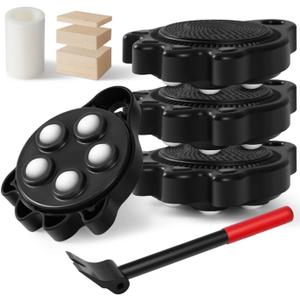 Furniture Movers with Wheels Dollies - Heavy Duty 360 Rotating Soft-Top & Auto-Lift Furniture Moving Wheels, Piano Appliances Dolly,700lb Capacity for Hardwood Floors (Black)