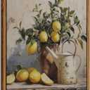 Vintage Lemon Canvas Wall Art Farmhouse Kitchen Painting Pictures Yellow Lemon Still Life Wall Decor Antique Fruit Posters Prints for Kitchen Dining Desktop Wooden Framed (24L"x16W"Framed, brown)