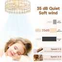 White Caged Ceiling Fan with Light and Remote, Modern Romantic Flower Crystal Ceiling Fans with Lights, Flush Mount Low Profile Fandelier, 6-Speed Reversible for Bedroom,Dining Room,Girls Room,Nursery, Medium