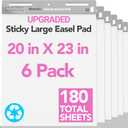 Nortix Sticky Easel Pad, Flip Chart Paper, 20 x23 inch, 30 Sheets/Pad, 6 Pads, Chart Paper for Teachers,Super Adhesive & Bleed-Resistant, Large Self-Stick Easel Paper for Classroom/Office/Home