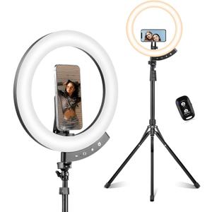 Sensyne 12" Ring Light with 62" Tripod Stand, LED Selfie Circle Light with Strong Magnectic Phone Holder Compatible with Cellphones for Live Stream/Recording/Photography/YouTube/TikTok