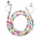 Beaded Charging Cord for Phone 4 in 1 Multi Colorful Charging Cable Stars Beads Charging Cord 3.3FT for Girls Fast Charging for iPhone Android