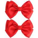 Large Big 6 Inch Hair Bows for Girls Thick Ribbon Boutique Alligator Clips Hair Accessories for Baby Girls Toddlers Kids Teens 2 PCS (Red) (1 Count (Pack of 2))