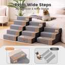 Gardner Pet Dog Stairs for Small Dogs 18.5" H, 4-Step Extra Wide Dog Steps for Bed, Pet Stairs for Bed and Couch with Durable Non-Slip Waterproof Fabric Cover and Soft Foam, Grey