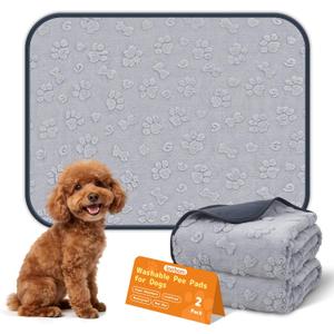 LOOBANI Washable Puppy Pads 36"x24",2 Packs Fast Absorbent Washable Pee Pads for Dogs, Non-Slip & Waterproof Pet Whelping Pads, Reusable Dog Mat for Floor Crate, Bed, Incontinence, Housebreak (Grey Dog Element)