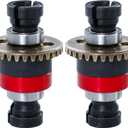 Assembled Differential 30T 0.8Mod for ARRMA 1/18 Granite GROM, Typhon GROM, 1/14 Mojave GROM, 1/12 Losi AWD RC Racecar, RC Front & Rear Universal Upgraded Metal Differential 2Pcs (Black/Red)