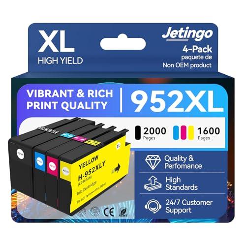 952 XL Printer Ink Black and Color Cartridges Combo Pack for HP Remanufactured hp952 XL Officejet Pro 7740 8710 8715 8720 8210 8740 8725 Printers 4 Pack