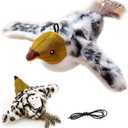 2026 New Flying Bird Cat Toy, Interactive Cat Toys for Indoor Cats, Motion-Activated Cat Toy Flying Birds for Indoor Cats, USB Rechargeable Indoor Cat Hunting Toy (Black and White Plush Version)