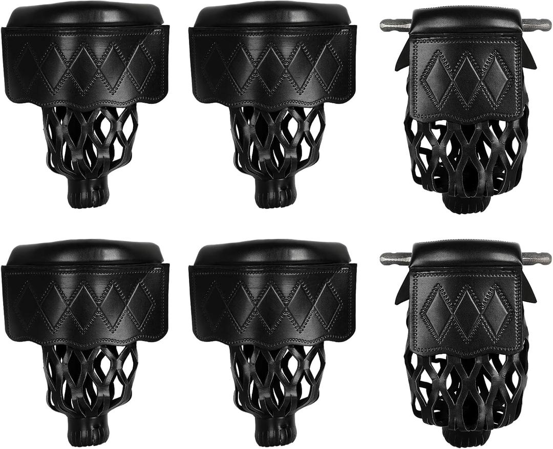 6-Piece PU Leather Billiard Pockets with Diamond Pattern - Durable Accessories for Billiard Pool Table (Black)