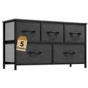 DWVO Dresser with 5 Drawers - Fabric Storage Tower, Black Dresser & Chest of Drawers, Organizer Unit for Bedroom