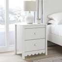 Signature Design by Ashley Hallityn Minimalist 2 Drawer Nightstand, Smooth-Gliding Drawers, Wood, 21.34" W x 15.94" D x 24.37" H, Matte White Finish