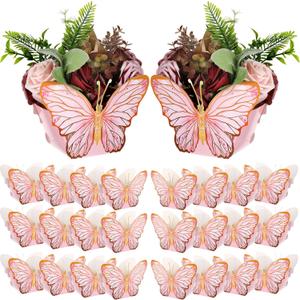 Tenceur 24 Pcs Butterfly Centerpieces for Tables Baby Shower Bridal Shower Centerpieces Butterfly Table Decorations for Wedding Birthday Themed Party Decor(Pink)
