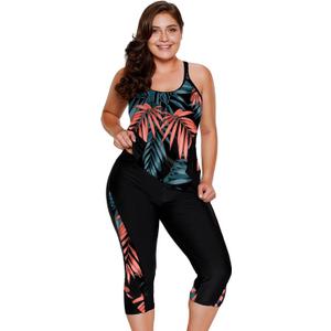 LALAGEN Womens Plus Size Swimsuits 2025 Modest Rash Guard Capris Tankini Bathing Suits Two Piece Bathing Suit Swimwear (4X-Large, Orange Leaves) LALAGEN Womens Plus Size Swimsuits 2025 Modest Rash Guard Capris Tankini Bathing Suits Two Piece Bathing Suit Swimwear (4X-Large, Orange Leaves)