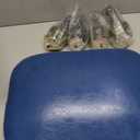 DSGAMER Leather Ottoman Footrest, Rustic Foot Stools Seat, Wood Footstool, Rectangle Footrest Small Ottoman for Bedroom, Living Room, Office, Entrance Hall (Blue)