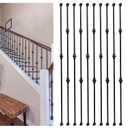 10-Pack Iron Balusters  1/2" Square Metal Stair Spindles, Hollow Double & Single Knuckle Design with 20 Swivel Shoes, Wrought Iron Staircase Balusters for Indoor & Outdoor Railing