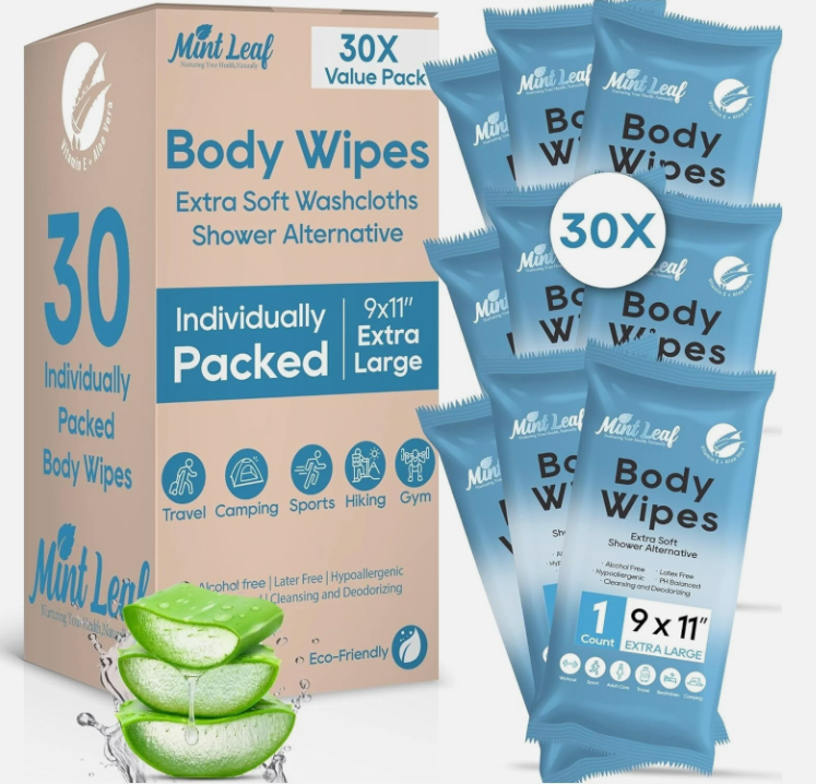 Mint Leaf Body Wipes 9x11" Extra Large