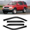 Window Visor for 1996-2002 Toyota 4Runner, Out-Channel Rain Guards Shields Vent Deflector Shade Wind Dark Smoke 1997 1998 1999 2000 2001, Tape-On Outside-Mount, 4PCS