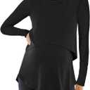 Tankaneo Womens Maternity Nursing Tops Long Sleeve Double Layer Breastfeeding Shirts Pregnancy Clothes (Black)