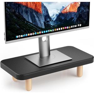 Single Monitor Stand Riser, 16Inch Wood Desk Organizer with Monitor Stand & Storage Computer Monitor and Laptop Riser Multifunctional Laptop Stand Desk Organizer for Office Home Screen/Laptop/PC Black