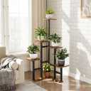 Yzosvki Corner Plant Stand Indoor, 6 Tiered Corner Plant Shelf Flower Stand for Multiple Plants, Plant Shelves Organizer Rack for Living Room, Balcony, Patio, Garden, Square Rustic Brown
