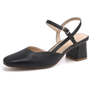 Rilista Women's Slingback Chunky Low Heels Closed Square Toe Heel Wedding Party Dress Pumps Shoes 7.5