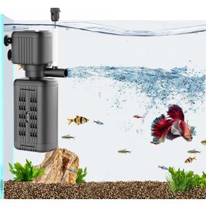 40-150 Gallon Internal Aquarium Filter, 4-in-1 Submersible Power Fish Tank Filter with Water Pump, Wave Maker & Air Bubbler for Large Fish Tanks, Turtle Tanks, and Koi Ponds, 15W