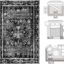 Area Rugs 5x7, Machine Washable Vintage Black Rugs for Living Room Large Carpets Indoor Floor Non Slip Distressed Rug Soft Area Rug for Bedroom Dining Room Home Office | Black