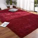 DETUM Wine Red Rug 4x6 Rugs for Bedroom Fluffy Christmas Area Rug Soft Living Room Shag Rug Large Furry Rug Washable and Non Slip Carpets Modern Home Decoration