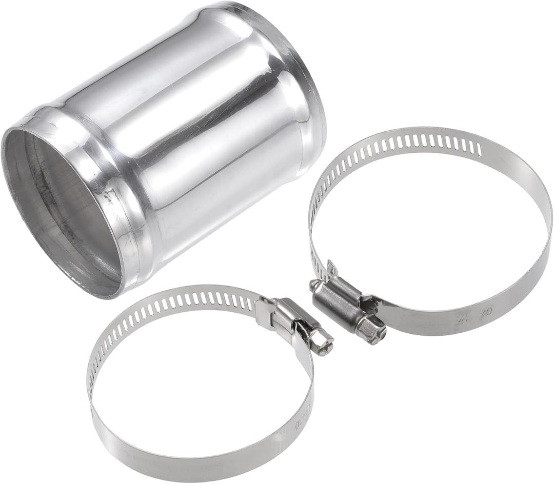 X AUTOHAUX OD 2.25" 57mm Length 3" 76mm Aluminum Alloy Tube Intercooler Pipe Straight Air Intake Tube with 2 Clamps Silver Tone for Car